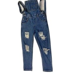 Strauss & Ao Womens Bib Overalls Size S Distressed Med Wash